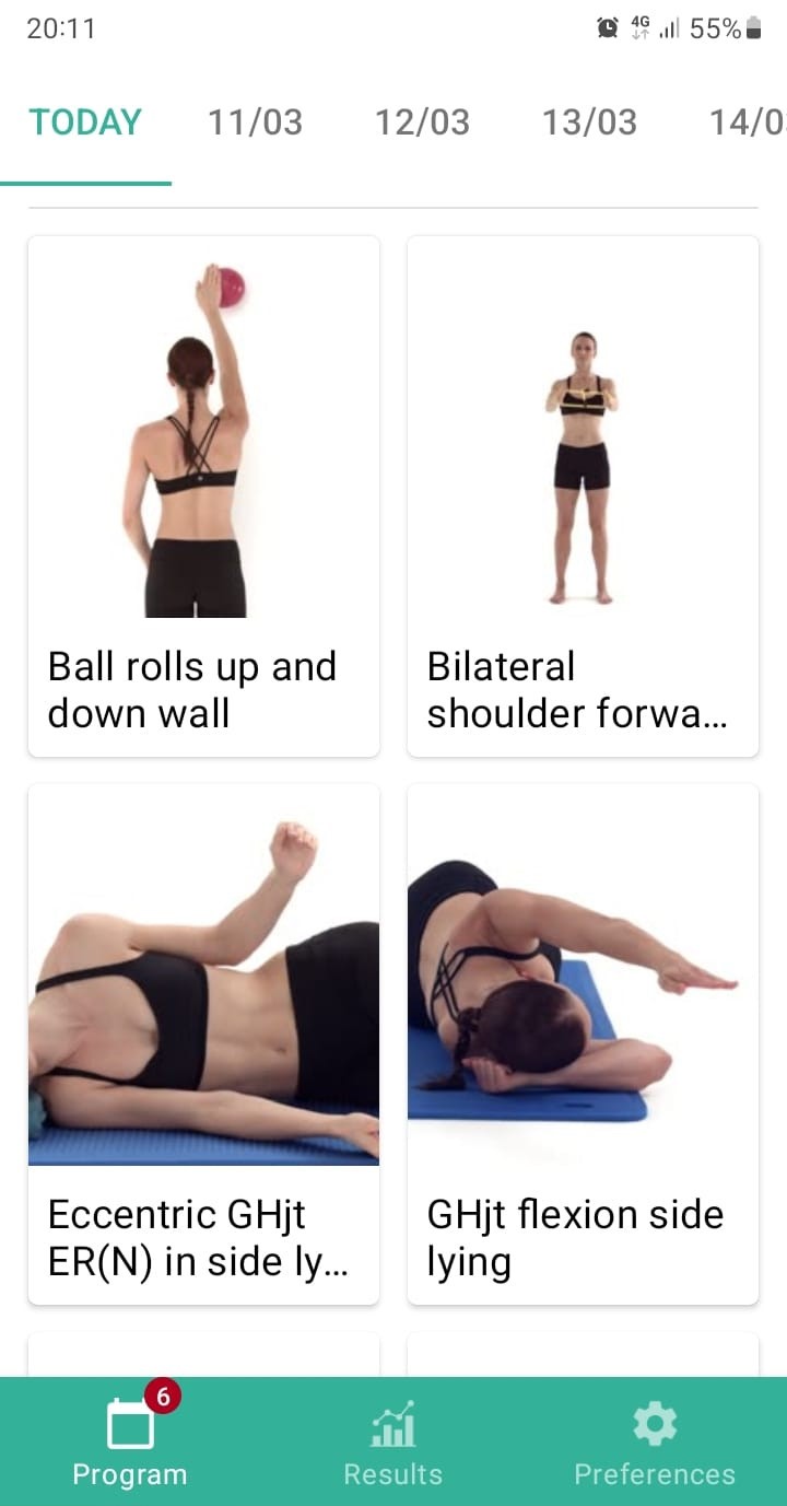 Online exercise program Shoulder instability