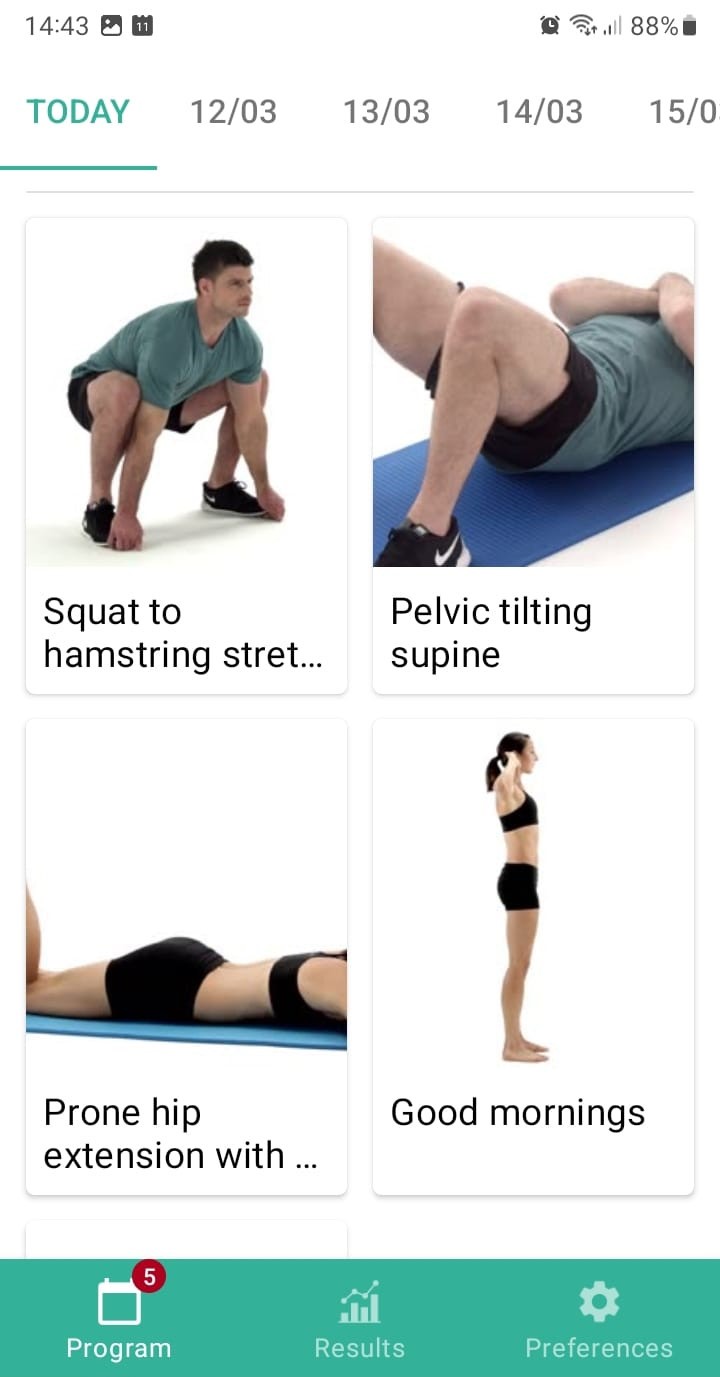 Online exercise program Hamstring injury