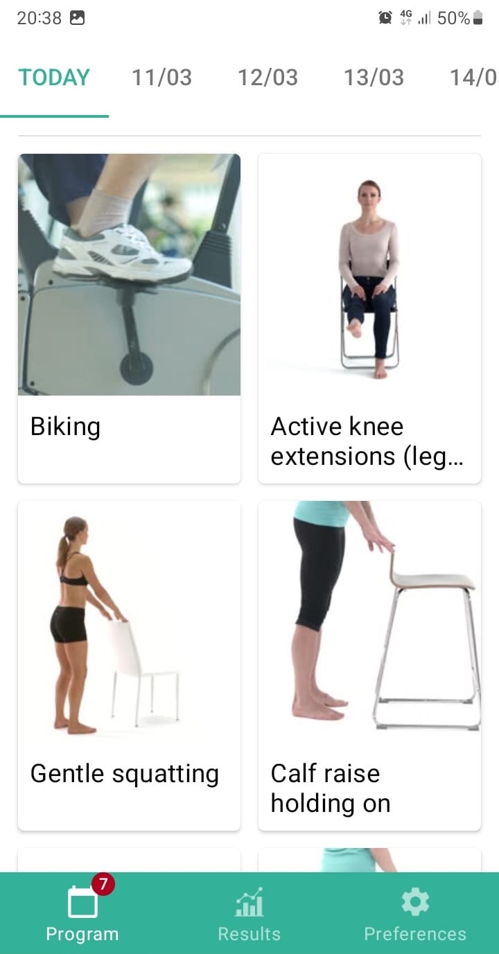 Online exercise program Osteoarthritis of the knee