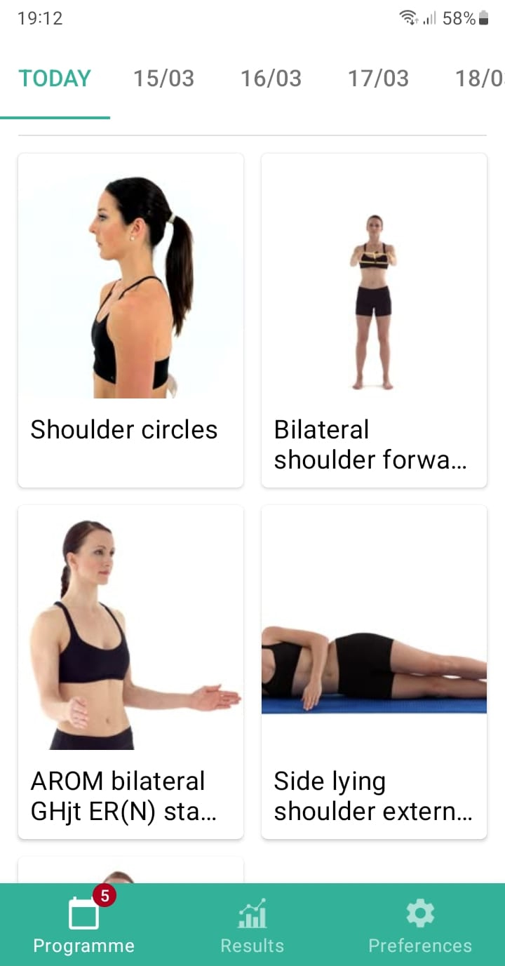 Online exercise program Subscapularis tendinopathy