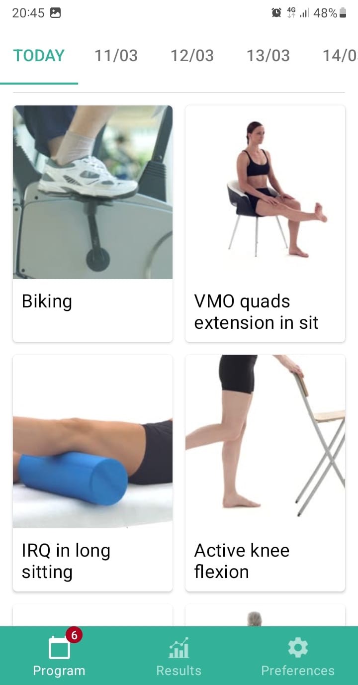 Online exercise program Degenerative meniscus injury