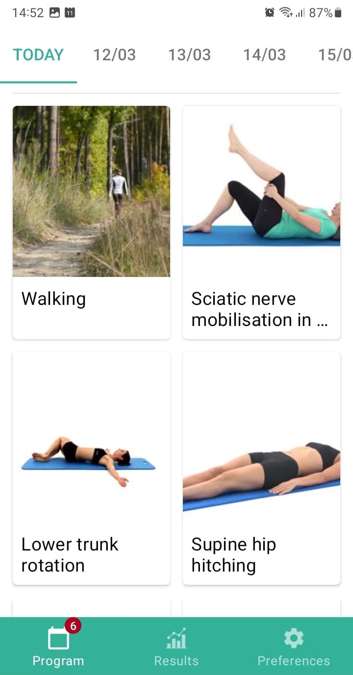Online exercise program Lumbosacral radicular syndrome