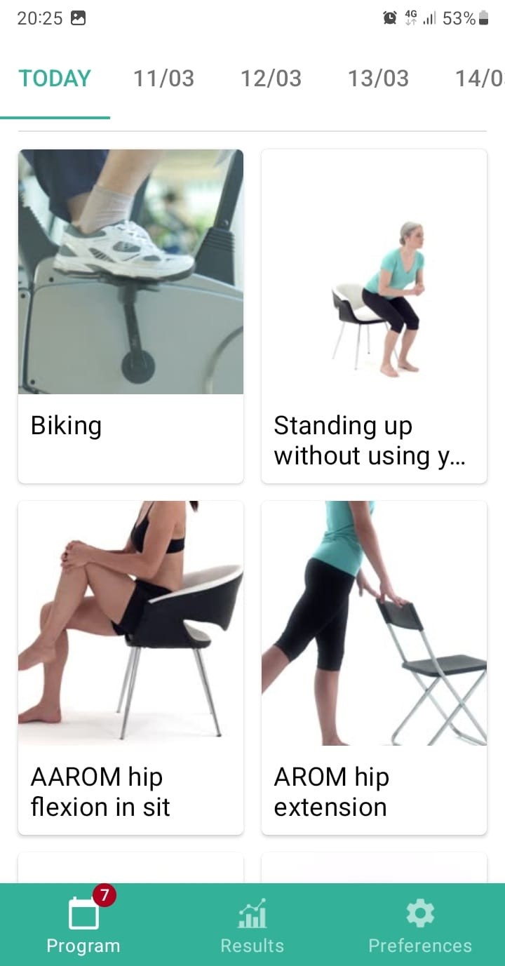 Online exercise program Osteoarthritis of the hip