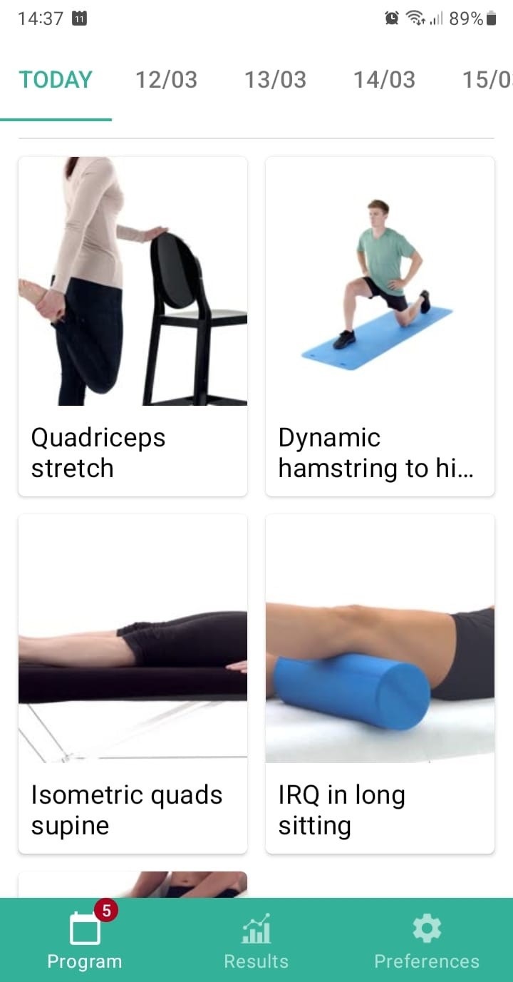 Quadriceps tendinitis exercise program